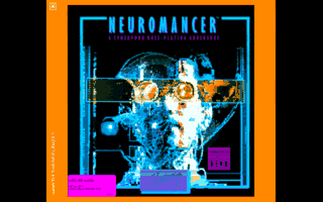 Neuromancer box art as the IIGS shows it: 320x200 Super Hi-Res, decoded from the exact bytes the card streams