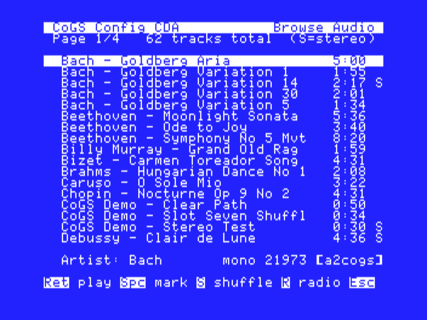 Browsing the audio catalog